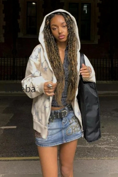 db-star-print-zip-up-hoodie
